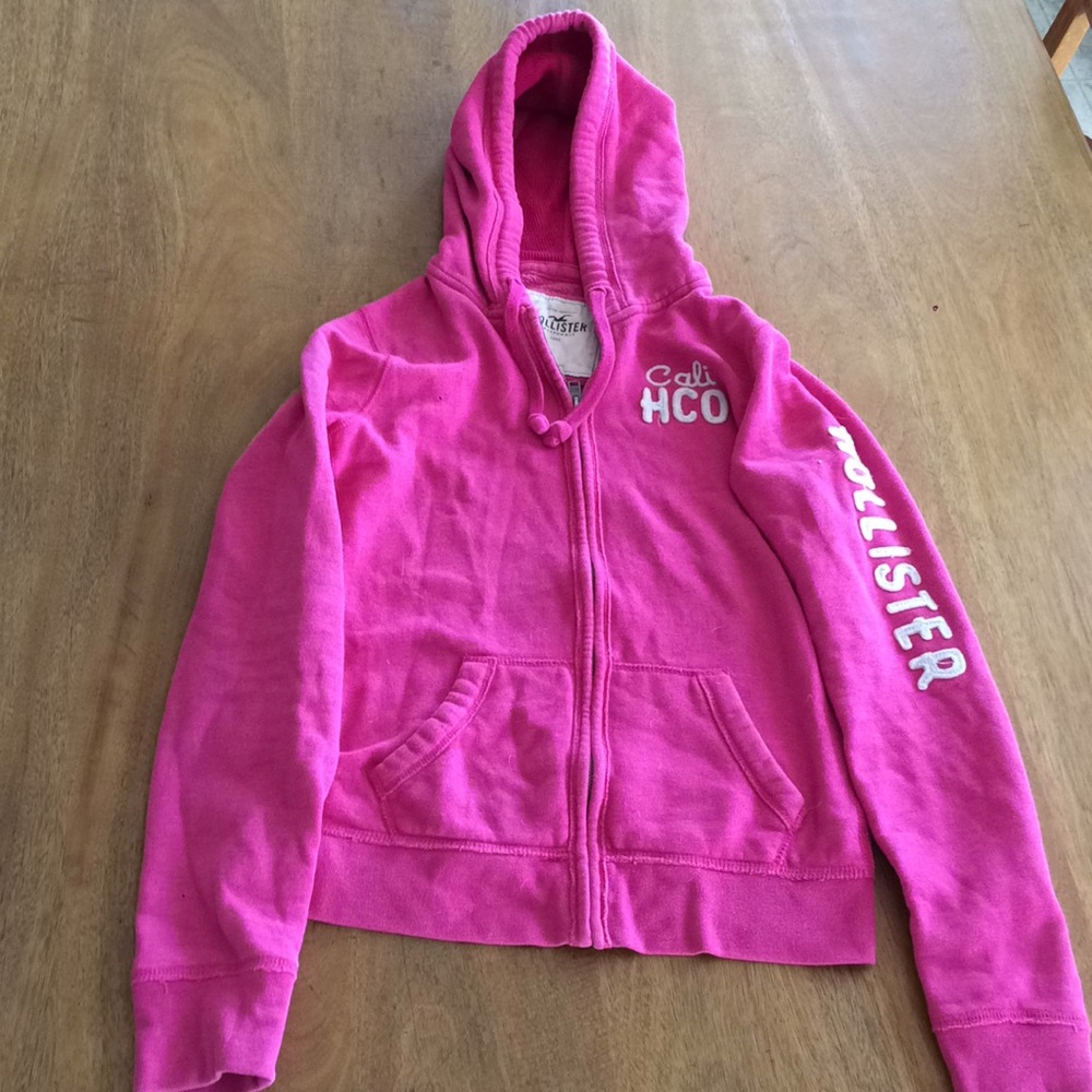 Pink Hollister zip up hoodie